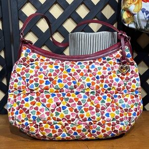 Brighton Quilted Rainbow Heart Hobo Bag w/ Heart Charm Multicolor NWOT